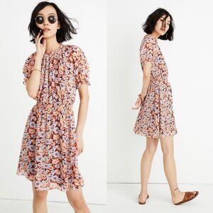 Madewell Smocked Mockneck Holiday Dress in Floral Breeze Summer, Size M